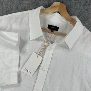 Quince Shirt Mens 2XL White 100% European Linen Short Sleeve Button Up